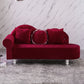 French Country Upholstered Chaise Lounge Couch Velvet Chaise Lounge 63"L x 25"W x 34"H Red Right-Arm Chaise Clearhalo 'Chairs & Seating' 'Chaise Lounge' 'chaise_lounge' 'furn' 'furn_chaise_lounge' 'Furniture' 'Living Room Furniture' 7337811