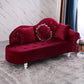 French Country Upholstered Chaise Lounge Couch Velvet Chaise Lounge 63"L x 25"W x 34"H Red Left-Arm Chaise Clearhalo 'Chairs & Seating' 'Chaise Lounge' 'chaise_lounge' 'furn' 'furn_chaise_lounge' 'Furniture' 'Living Room Furniture' 7337814_e2ad1905-3991-4242-800c-b85ae6716311