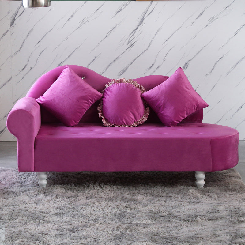 French Country Upholstered Chaise Lounge Couch Velvet Chaise Lounge 63"L x 25"W x 34"H Purple-Red Right-Arm Chaise Clearhalo 'Chairs & Seating' 'Chaise Lounge' 'chaise_lounge' 'furn' 'furn_chaise_lounge' 'Furniture' 'Living Room Furniture' 7337822
