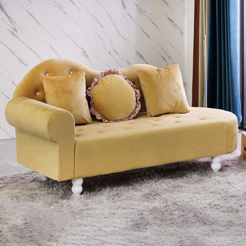 French Country Upholstered Chaise Lounge Couch Velvet Chaise Lounge Ginger Right-Arm Chaise Clearhalo 'Chairs & Seating' 'Chaise Lounge' 'chaise_lounge' 'furn' 'furn_chaise_lounge' 'Furniture' 'Living Room Furniture' 7337825