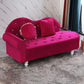 French Country Upholstered Chaise Lounge Couch Velvet Chaise Lounge 63"L x 25"W x 34"H Light Rose Red Right-Arm Chaise Clearhalo 'Chairs & Seating' 'Chaise Lounge' 'chaise_lounge' 'furn' 'furn_chaise_lounge' 'Furniture' 'Living Room Furniture' 7337826