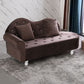 French Country Upholstered Chaise Lounge Couch Velvet Chaise Lounge 63"L x 25"W x 34"H Coffee Right-Arm Chaise Clearhalo 'Chairs & Seating' 'Chaise Lounge' 'chaise_lounge' 'furn' 'furn_chaise_lounge' 'Furniture' 'Living Room Furniture' 7337828