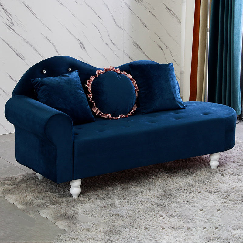 French Country Upholstered Chaise Lounge Couch Velvet Chaise Lounge 63"L x 25"W x 34"H Royal Blue Right-Arm Chaise Clearhalo 'Chairs & Seating' 'Chaise Lounge' 'chaise_lounge' 'furn' 'furn_chaise_lounge' 'Furniture' 'Living Room Furniture' 7337829