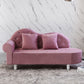 French Country Upholstered Chaise Lounge Couch Velvet Chaise Lounge 63"L x 25"W x 34"H Light Pink Right-Arm Chaise Clearhalo 'Chairs & Seating' 'Chaise Lounge' 'chaise_lounge' 'furn' 'furn_chaise_lounge' 'Furniture' 'Living Room Furniture' 7337831