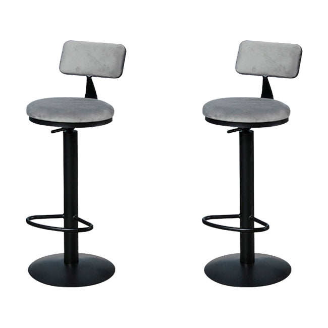 Low Back Bar Stools Adjustable Height Swivel Dining Stools with Metal Base Black-Gray 2 Piece Set Clearhalo 'Bar Furniture' 'Bar Stools' 'bar_stools' 'furn' 'furn_bar_stools' 'Furniture' 'Kitchen & Dining Furniture' 7337908