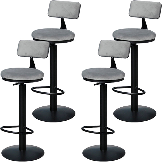 Low Back Bar Stools Adjustable Height Swivel Dining Stools with Metal Base Black-Gray 4 Piece Set Clearhalo 'Bar Furniture' 'Bar Stools' 'bar_stools' 'furn' 'furn_bar_stools' 'Furniture' 'Kitchen & Dining Furniture' 7337909