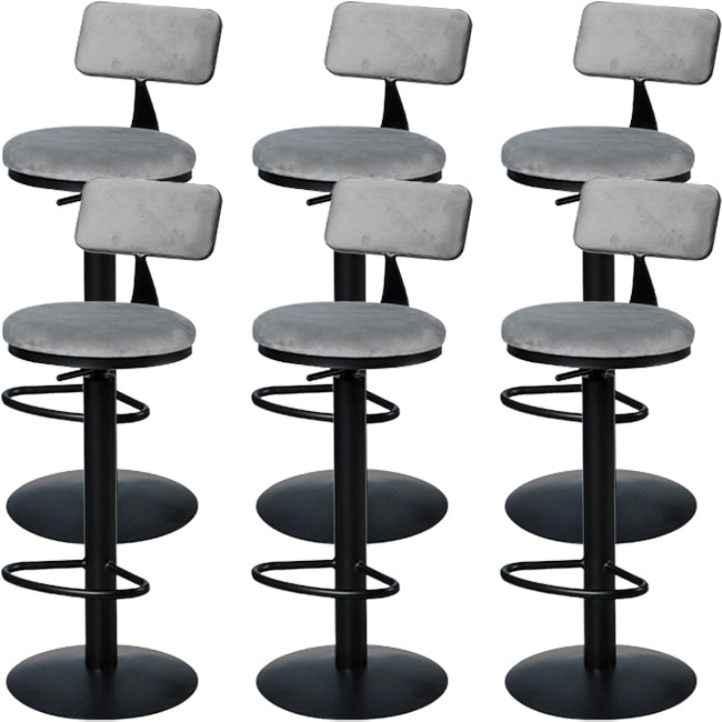 Low Back Bar Stools Adjustable Height Swivel Dining Stools with Metal Base Black-Gray 6 Piece Set Clearhalo 'Bar Furniture' 'Bar Stools' 'bar_stools' 'furn' 'furn_bar_stools' 'Furniture' 'Kitchen & Dining Furniture' 7337912