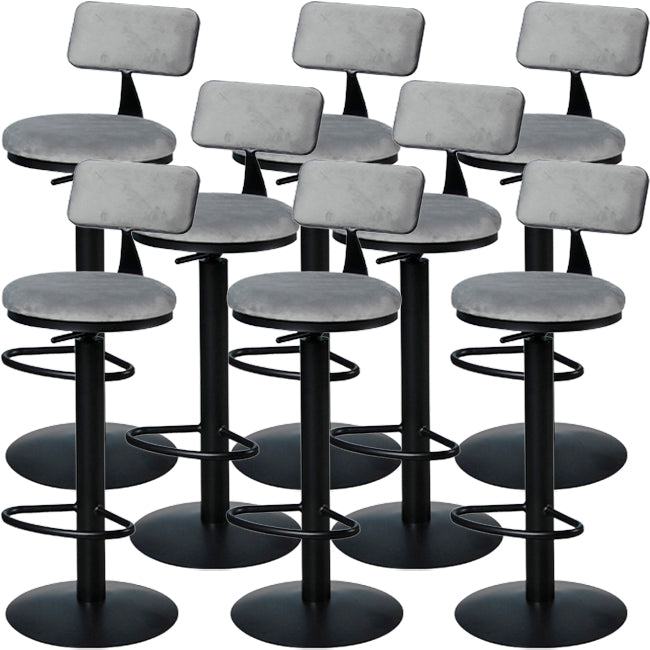 Low Back Bar Stools Adjustable Height Swivel Dining Stools with Metal Base Black-Gray 8 Piece Set Clearhalo 'Bar Furniture' 'Bar Stools' 'bar_stools' 'furn' 'furn_bar_stools' 'Furniture' 'Kitchen & Dining Furniture' 7337913
