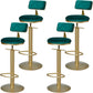 Low Back Bar Stools Adjustable Height Swivel Dining Stools with Metal Base Gold-Green 4 Piece Set Clearhalo 'Bar Furniture' 'Bar Stools' 'bar_stools' 'furn' 'furn_bar_stools' 'Furniture' 'Kitchen & Dining Furniture' 7337917