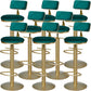 Low Back Bar Stools Adjustable Height Swivel Dining Stools with Metal Base Gold-Green 8 Piece Set Clearhalo 'Bar Furniture' 'Bar Stools' 'bar_stools' 'furn' 'furn_bar_stools' 'Furniture' 'Kitchen & Dining Furniture' 7337921