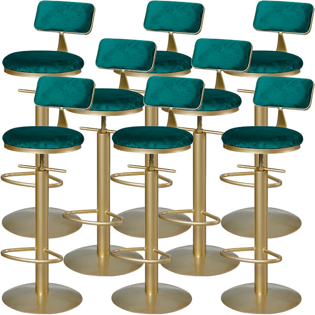 Low Back Bar Stools Adjustable Height Swivel Dining Stools with Metal Base Gold-Green 8 Piece Set Clearhalo 'Bar Furniture' 'Bar Stools' 'bar_stools' 'furn' 'furn_bar_stools' 'Furniture' 'Kitchen & Dining Furniture' 7337921