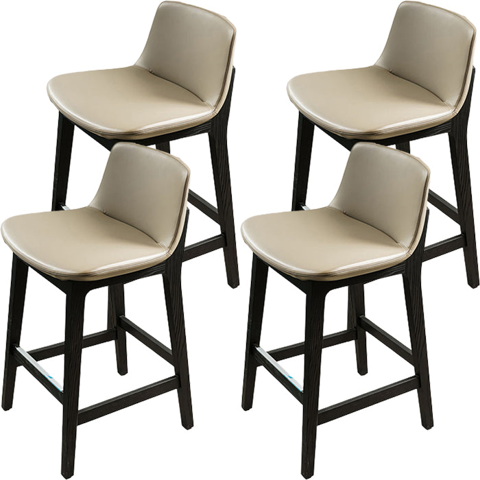 Scandinavian Solid Wood Bar Stool Backrest Counter Stool in Gray