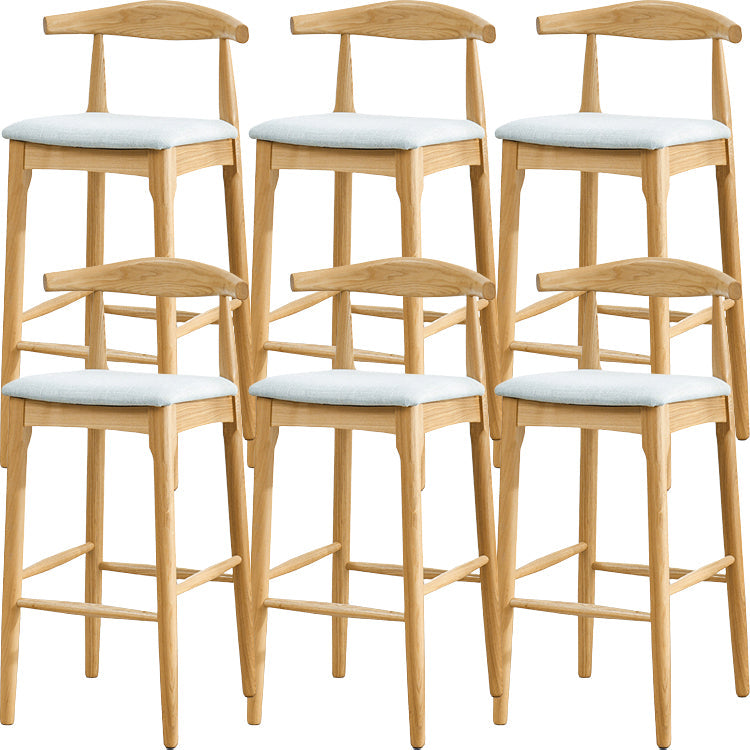 Industrial Style Counter Chair Solid Wood Footrest Counter Stool for Restaurant Fabric Wood 6 Piece Set Clearhalo 'Bar Furniture' 'Bar Stools' 'bar_stools' 'furn' 'furn_bar_stools' 'Furniture' 'Kitchen & Dining Furniture' 7337965