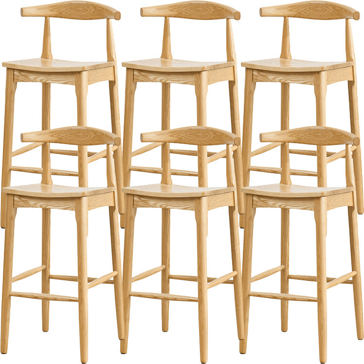 Industrial Style Counter Chair Solid Wood Footrest Counter Stool for Restaurant Wood Wood 6 Piece Set Clearhalo 'Bar Furniture' 'Bar Stools' 'bar_stools' 'furn' 'furn_bar_stools' 'Furniture' 'Kitchen & Dining Furniture' 7337975