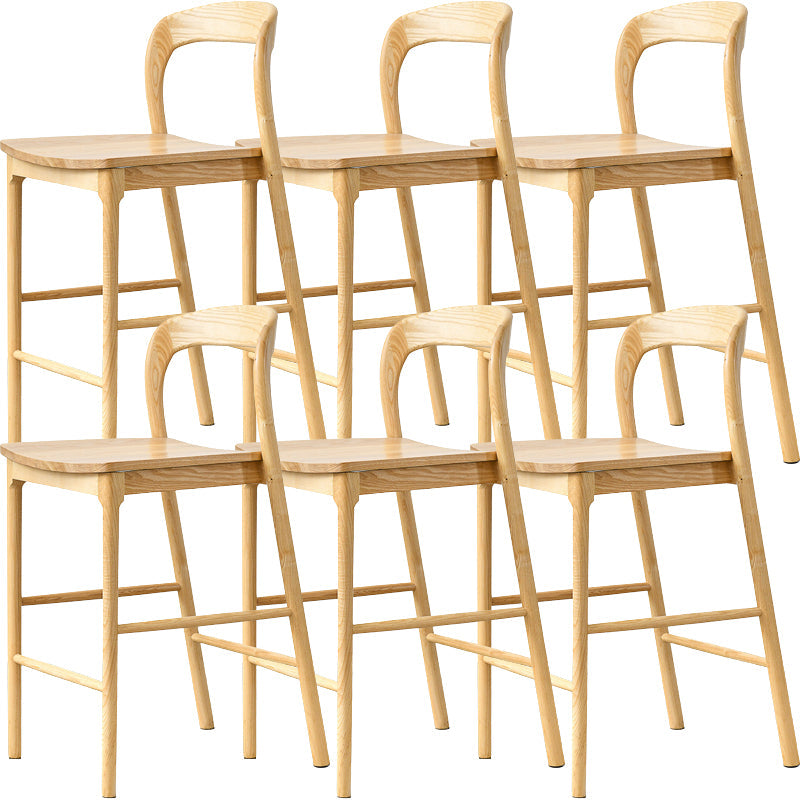 Industrial Style Counter Chair Solid Wood Footrest Counter Stool for Restaurant Wood Natural 6 Piece Set Clearhalo 'Bar Furniture' 'Bar Stools' 'bar_stools' 'furn' 'furn_bar_stools' 'Furniture' 'Kitchen & Dining Furniture' 7337986
