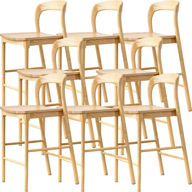 Industrial Style Counter Chair Solid Wood Footrest Counter Stool for Restaurant Wood Natural 8 Piece Set Clearhalo 'Bar Furniture' 'Bar Stools' 'bar_stools' 'furn' 'furn_bar_stools' 'Furniture' 'Kitchen & Dining Furniture' 7337987