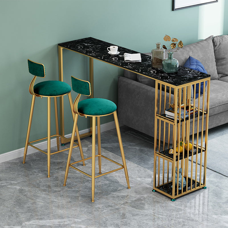 Glam Faux Marble Bar Dining Table Rectangle Bar Table for Dining Room Black-Gold Without Chairs Clearhalo 'Bar Furniture' 'Bar Tables' 'bar_tables' 'furn' 'furn_bar_tables' 'Furniture' 'Kitchen & Dining Furniture' 7337993