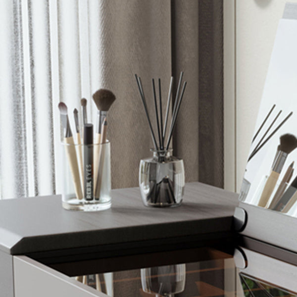 Consejo contemporáneo de tocador de maquillaje de dormitorio tocador de tocador de vidrio con cajón