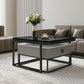 Table basse avec plateau en verre/ardoise, cadre contemporain, table de cocktail avec tiroirs