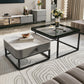 Table basse avec plateau en verre/ardoise, cadre contemporain, table de cocktail avec tiroirs