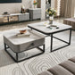 Table basse avec plateau en verre/ardoise, cadre contemporain, table de cocktail avec tiroirs