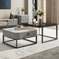 Table basse avec plateau en verre/ardoise, cadre contemporain, table de cocktail avec tiroirs