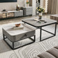 Table basse avec plateau en verre/ardoise, cadre contemporain, table de cocktail avec tiroirs
