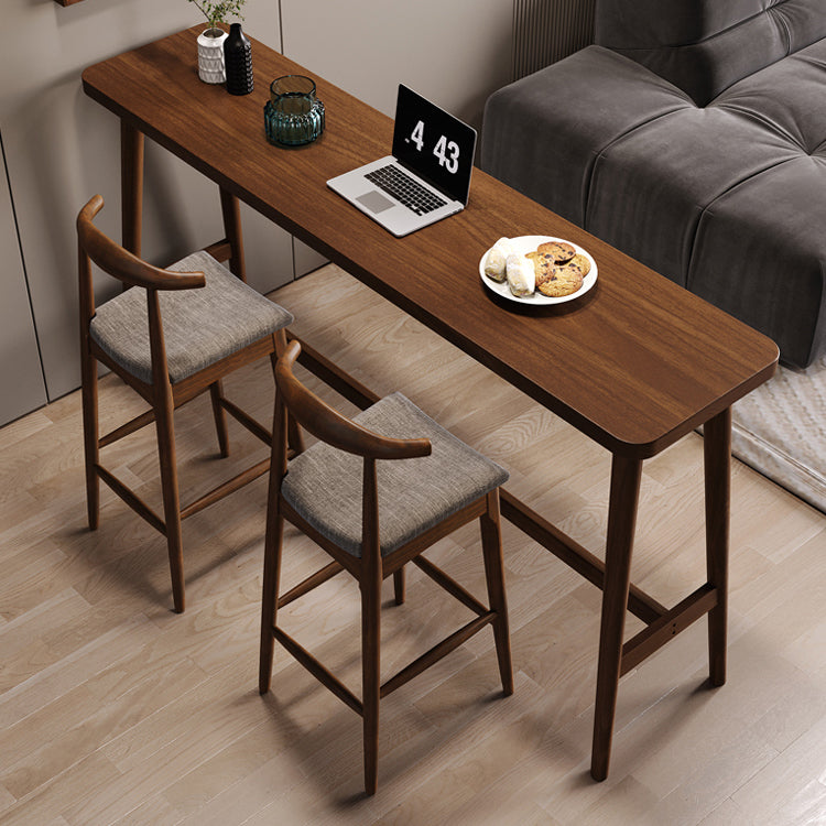 Set da pub moderno con altezza bancone, tavolo da bar e sgabelli in legno massello da 1/2/3 pezzi in marrone