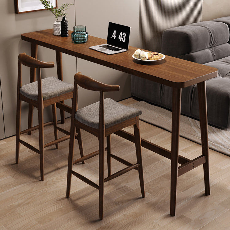 Set da pub moderno con altezza bancone, tavolo da bar e sgabelli in legno massello da 1/2/3 pezzi in marrone