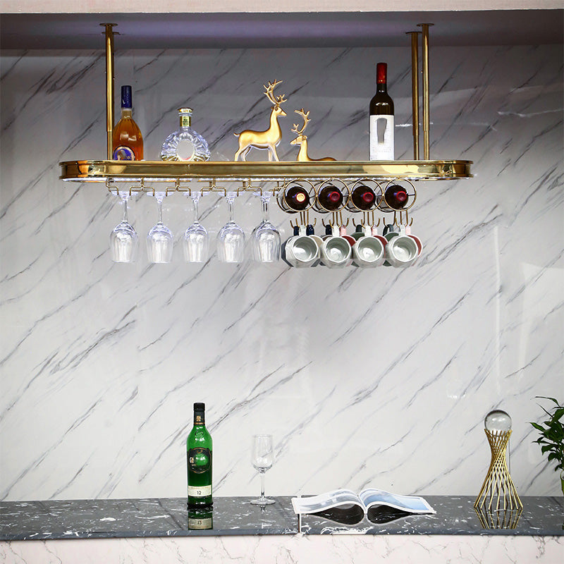 Roestvrijstalen wijnhouder rek moderne hangende wijnrekhouder in goud