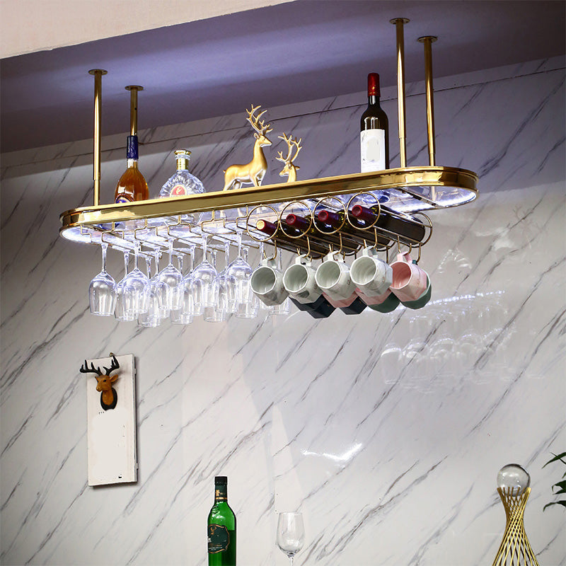 Roestvrijstalen wijnhouder rek moderne hangende wijnrekhouder in goud