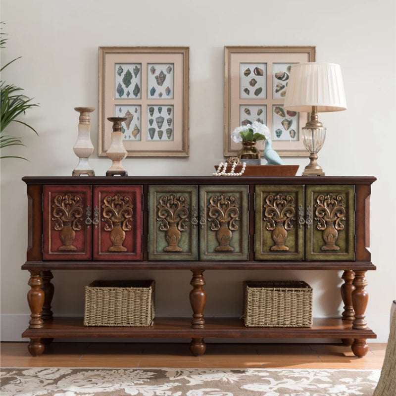 36.6" Tall Wood 3- Door Accent Cabinet, Industrial Cabinet, Distressed Wood Brown Clearhalo 'Cabinets & Chests' 'cabinets_chests' 'furn' 'furn_cabinets_chests' 'Furniture' 'Living Room Furniture' 7339189