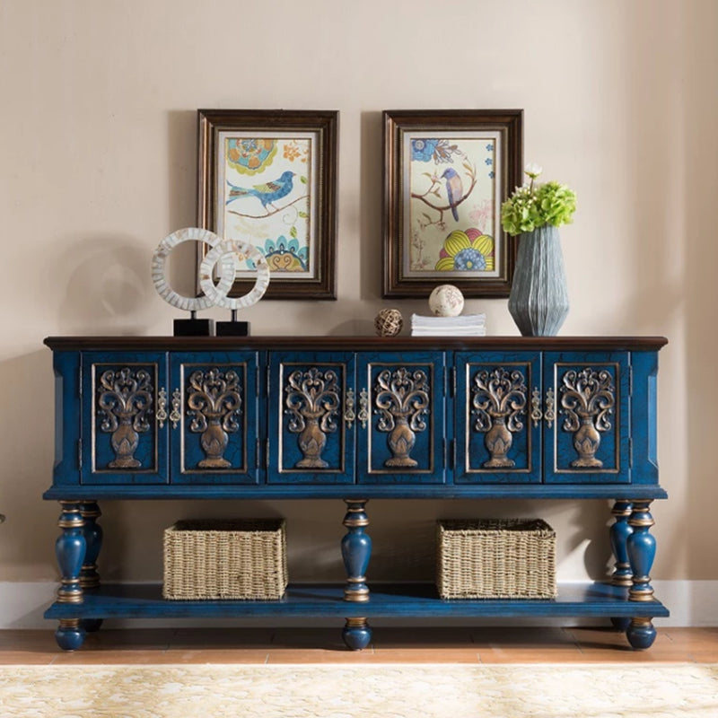 36.6" Tall Wood 3- Door Accent Cabinet, Industrial Cabinet, Distressed Wood Blue Clearhalo 'Cabinets & Chests' 'cabinets_chests' 'furn' 'furn_cabinets_chests' 'Furniture' 'Living Room Furniture' 7339190
