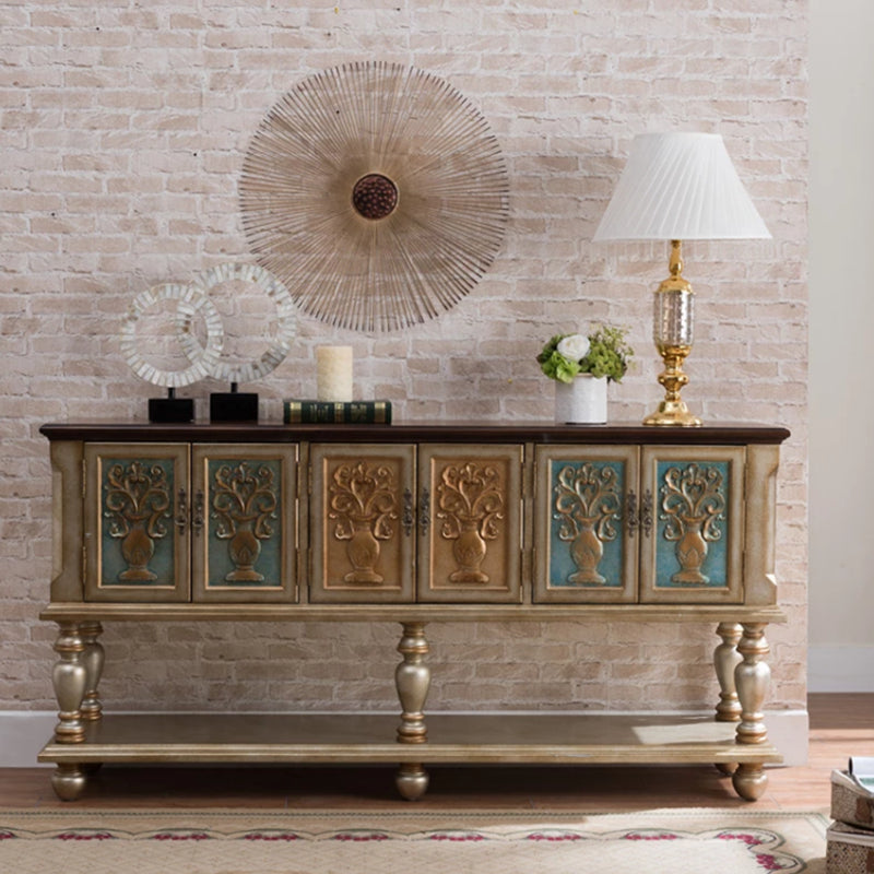 36.6" Tall Wood 3- Door Accent Cabinet, Industrial Cabinet, Distressed Wood Gold Clearhalo 'Cabinets & Chests' 'cabinets_chests' 'furn' 'furn_cabinets_chests' 'Furniture' 'Living Room Furniture' 7339192