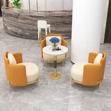 パッド入りの椅子付きグラムラウンドダイネットセット1/2/3/5 PCSホーム用の白い石のダイニングセット