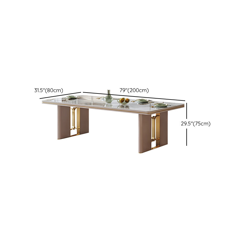 Modern Style 1/4/5/6/7 Pieces Dining Room Table Rectangle Stone Furniture in White Clearhalo 'Dining Room Sets' 'Dining Tables & Seating' 'dining_room_set' 'furn' 'furn_dining_room_set' 'Furniture' 'Kitchen & Dining Furniture' 7339271
