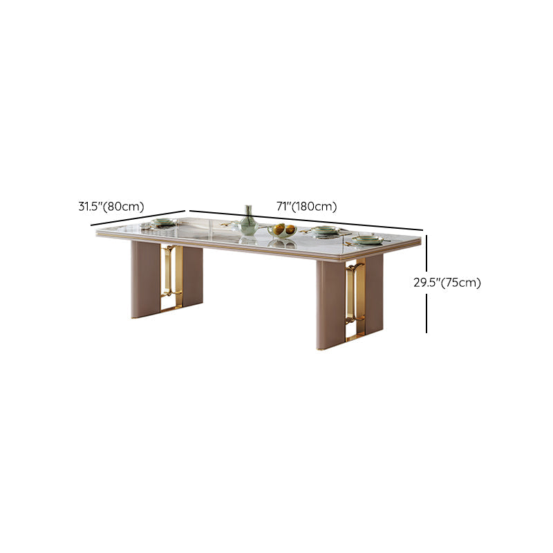 Modern Style 1/4/5/6/7 Pieces Dining Room Table Rectangle Stone Furniture in White Clearhalo 'Dining Room Sets' 'Dining Tables & Seating' 'dining_room_set' 'furn' 'furn_dining_room_set' 'Furniture' 'Kitchen & Dining Furniture' 7339272