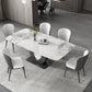 Contemporaneo 1/4/5/6/7 pezzi sala da pranzo tavolo mobili in pietra rettangolo in bianco
