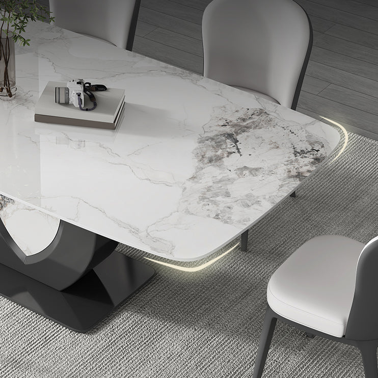 Contemporaneo 1/4/5/6/7 pezzi sala da pranzo tavolo mobili in pietra rettangolo in bianco