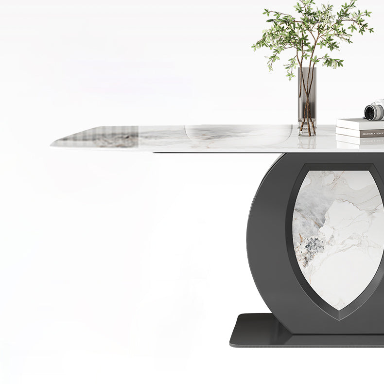 Contemporaneo 1/4/5/6/7 pezzi sala da pranzo tavolo mobili in pietra rettangolo in bianco