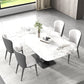 Contemporaneo 1/4/5/6/7 pezzi sala da pranzo tavolo mobili in pietra rettangolo in bianco