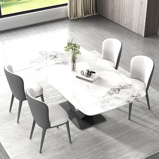 Contemporaneo 1/4/5/6/7 pezzi sala da pranzo tavolo mobili in pietra rettangolo in bianco