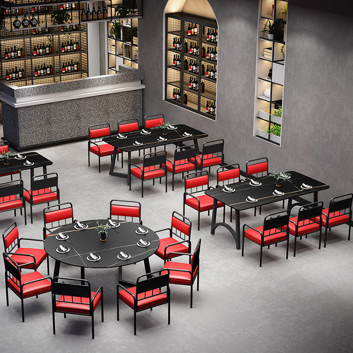 Modern Furniture 1/2/3/5/7/9 Pieces Sintered Stone Dining Set in Black Clearhalo 'Dining Room Sets' 'Dining Tables & Seating' 'dining_room_set' 'furn' 'furn_dining_room_set' 'Furniture' 'Kitchen & Dining Furniture' 7339292