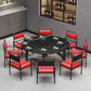 Modern Furniture 1/2/3/5/7/9 Pieces Sintered Stone Dining Set in Black 9 Pieces: Table, 8 Chairs Clearhalo 'Dining Room Sets' 'Dining Tables & Seating' 'dining_room_set' 'furn' 'furn_dining_room_set' 'Furniture' 'Kitchen & Dining Furniture' 7339293