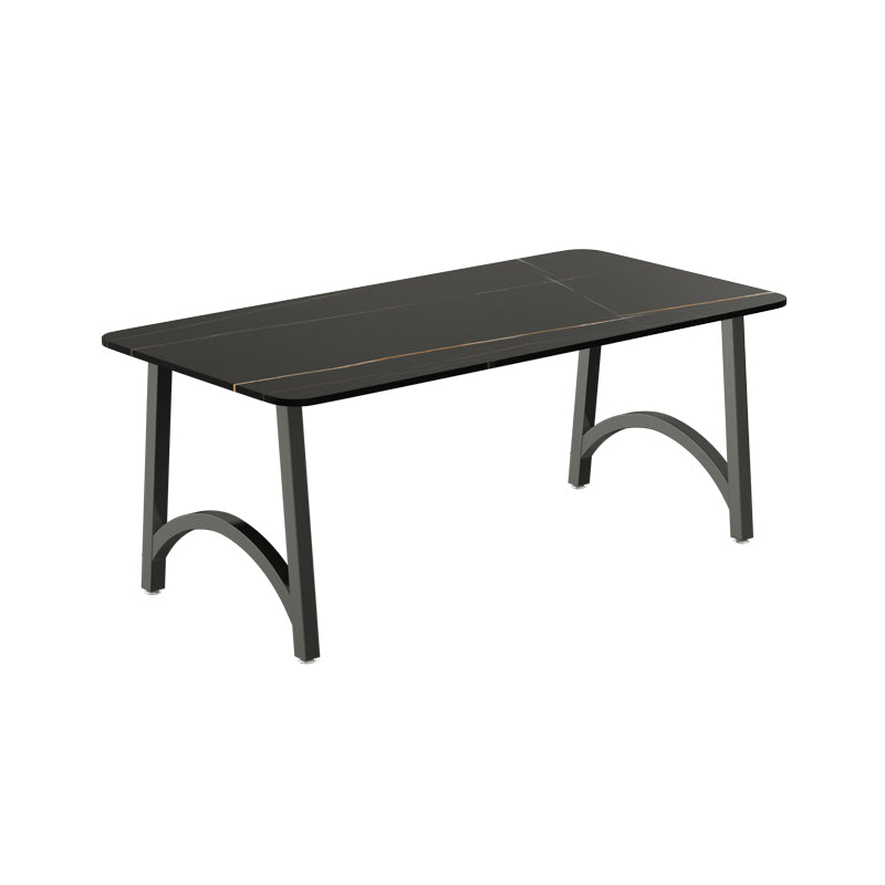 Modern Furniture 1/2/3/5/7/9 Pieces Sintered Stone Dining Set in Black Black 47"L x 24"W Clearhalo 'Dining Room Sets' 'Dining Tables & Seating' 'dining_room_set' 'furn' 'furn_dining_room_set' 'Furniture' 'Kitchen & Dining Furniture' 7339298