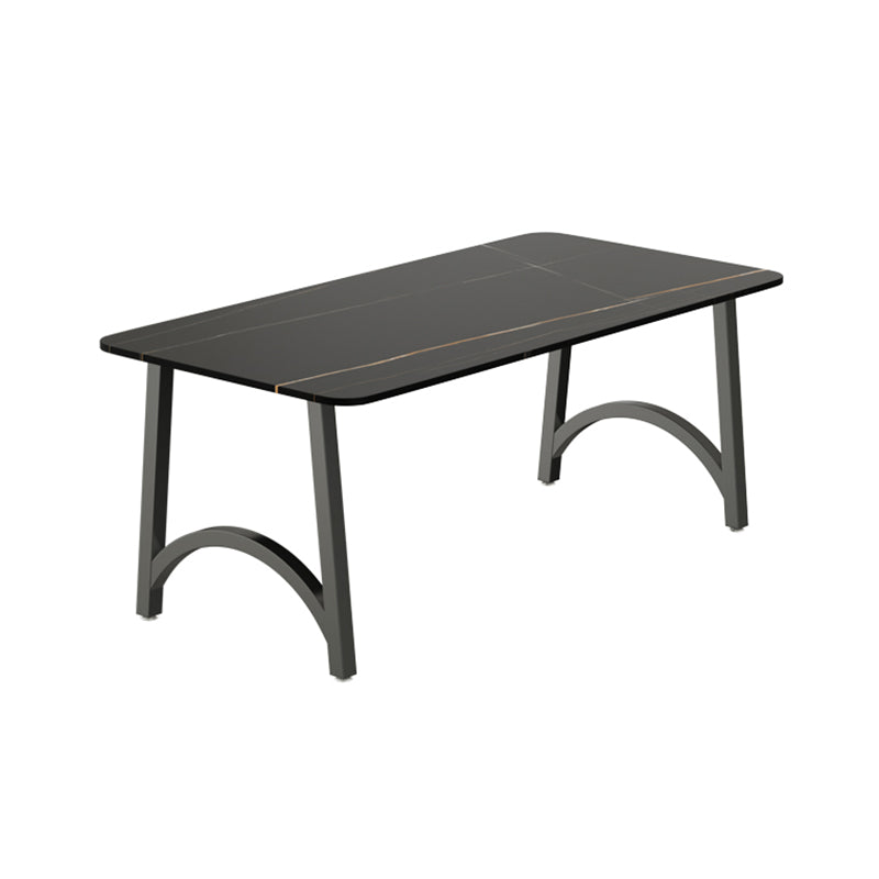 Modern Furniture 1/2/3/5/7/9 Pieces Sintered Stone Dining Set in Black Black 63"L x 28"W Clearhalo 'Dining Room Sets' 'Dining Tables & Seating' 'dining_room_set' 'furn' 'furn_dining_room_set' 'Furniture' 'Kitchen & Dining Furniture' 7339299