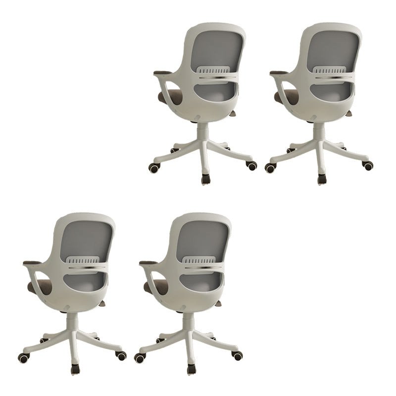 Fixed Arms Tilt Mechanism Office Chair Contemporary Mid-Back Arm Chair Gray 4 Piece Set Clearhalo 'furn' 'furn_office_chair' 'Furniture' 'Office Chairs' 'Office Furniture' 'office_chair' 7339967