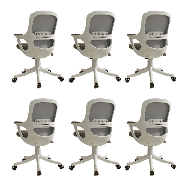 Fixed Arms Tilt Mechanism Office Chair Contemporary Mid-Back Arm Chair Gray 6 Piece Set Clearhalo 'furn' 'furn_office_chair' 'Furniture' 'Office Chairs' 'Office Furniture' 'office_chair' 7339969