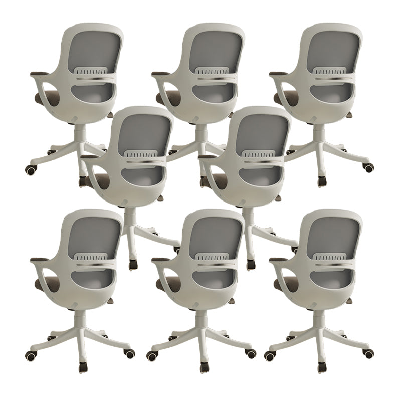 Fixed Arms Tilt Mechanism Office Chair Contemporary Mid-Back Arm Chair Gray 8 Piece Set Clearhalo 'furn' 'furn_office_chair' 'Furniture' 'Office Chairs' 'Office Furniture' 'office_chair' 7339970