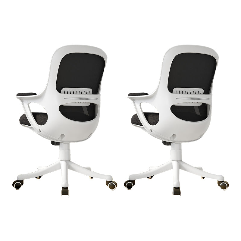 Fixed Arms Tilt Mechanism Office Chair Contemporary Mid-Back Arm Chair White 2 Piece Set Clearhalo 'furn' 'furn_office_chair' 'Furniture' 'Office Chairs' 'Office Furniture' 'office_chair' 7339983
